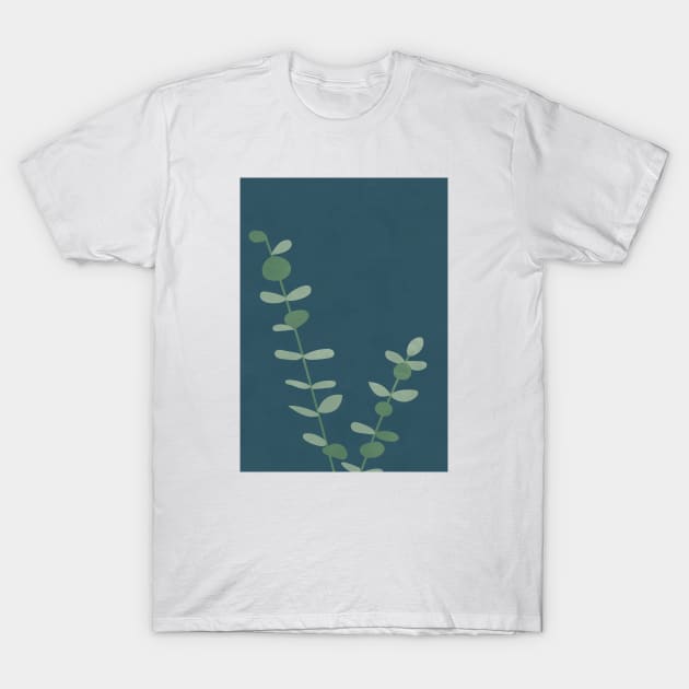 Modern Eucalyptus Art Print Blue T-Shirt by Colorable